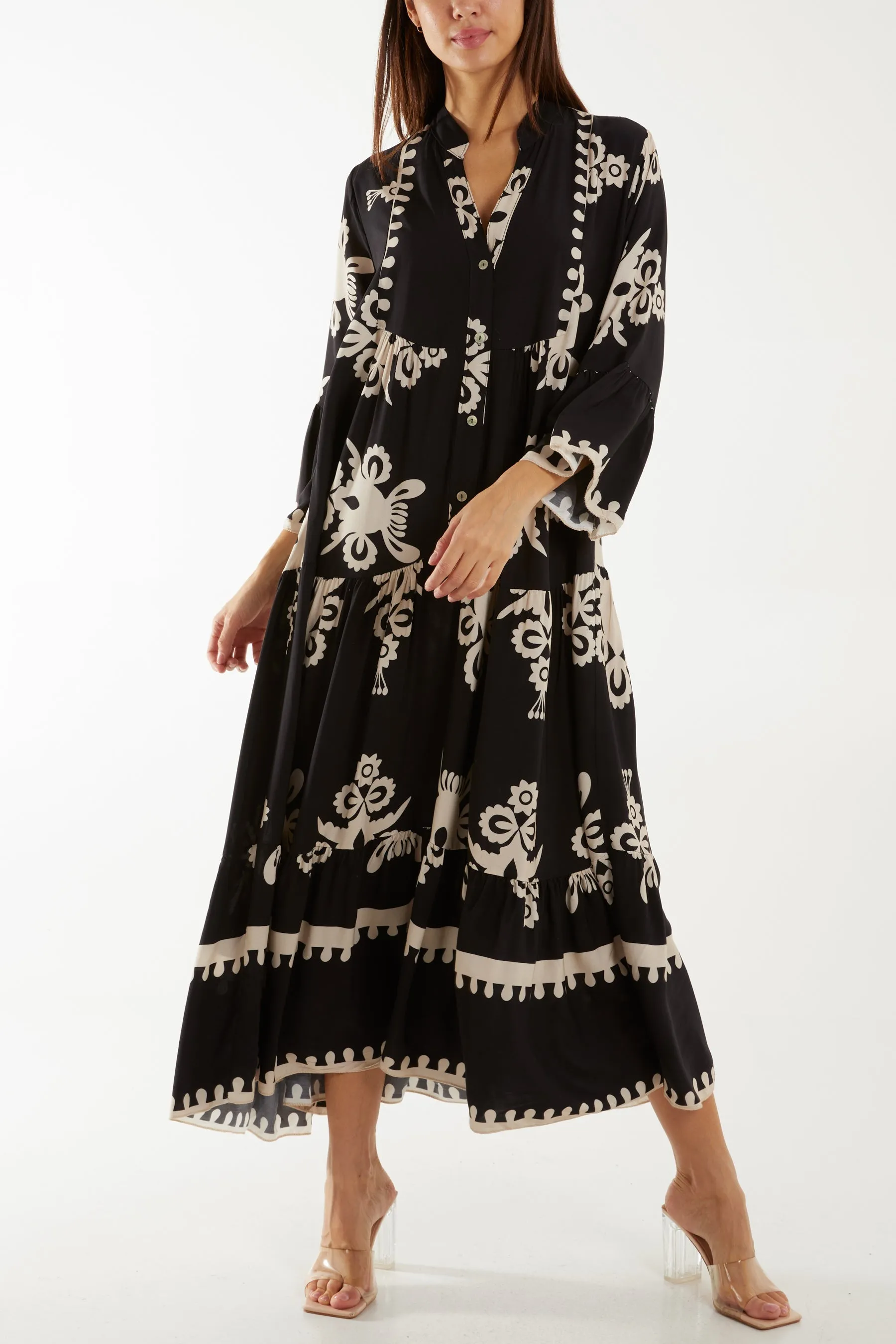 Printed Tiered Maxi Dress