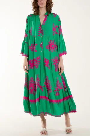 Printed Tiered Maxi Dress