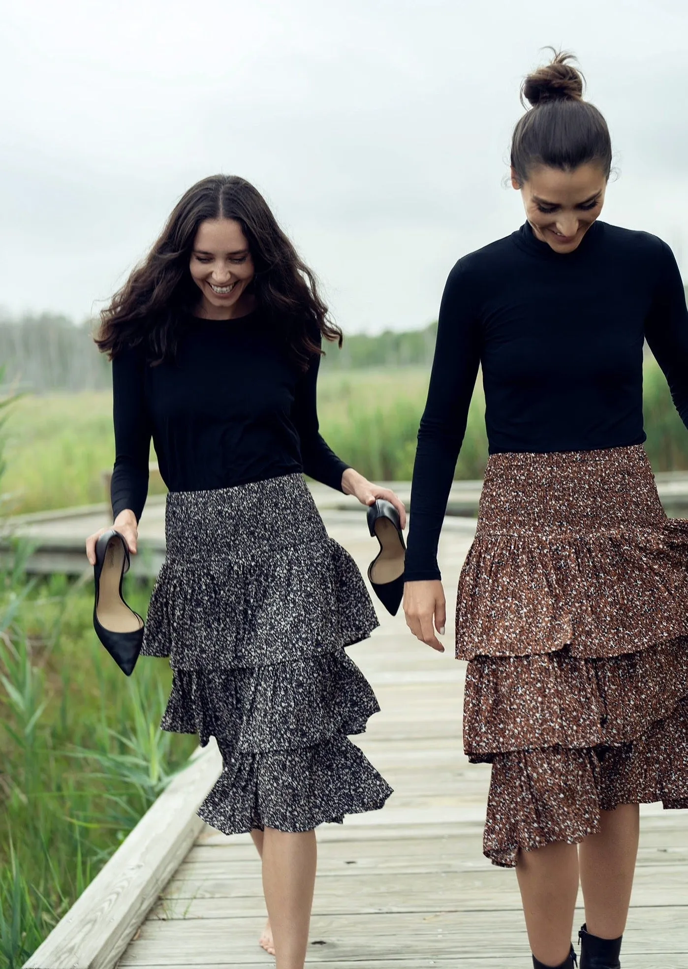 PRINTED TIERED SKIRT