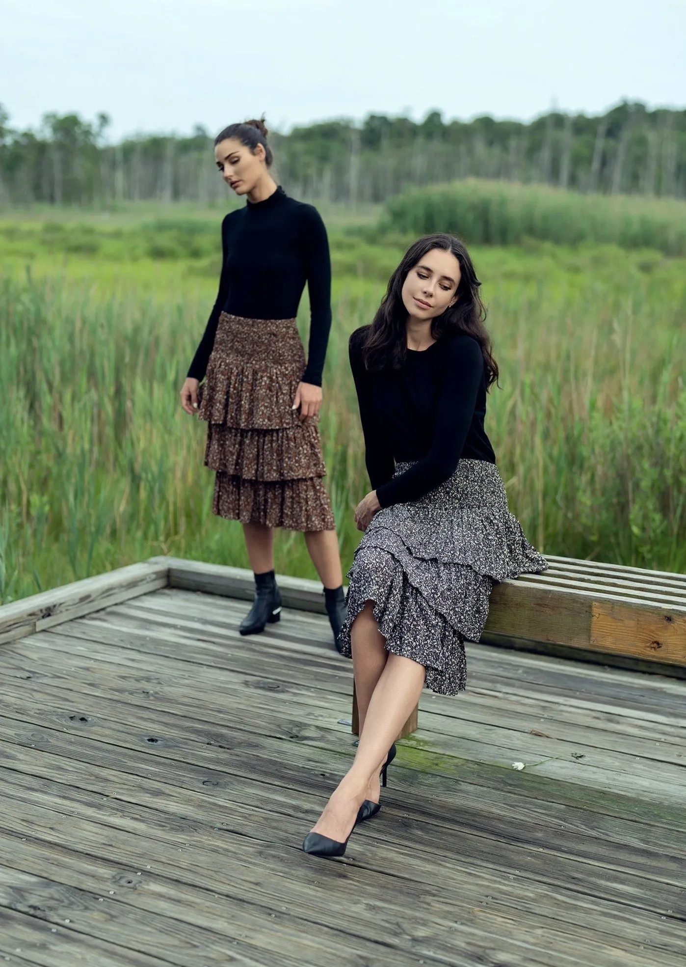 PRINTED TIERED SKIRT