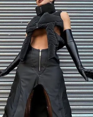 Punk Standing Collar Sleeveless Coat