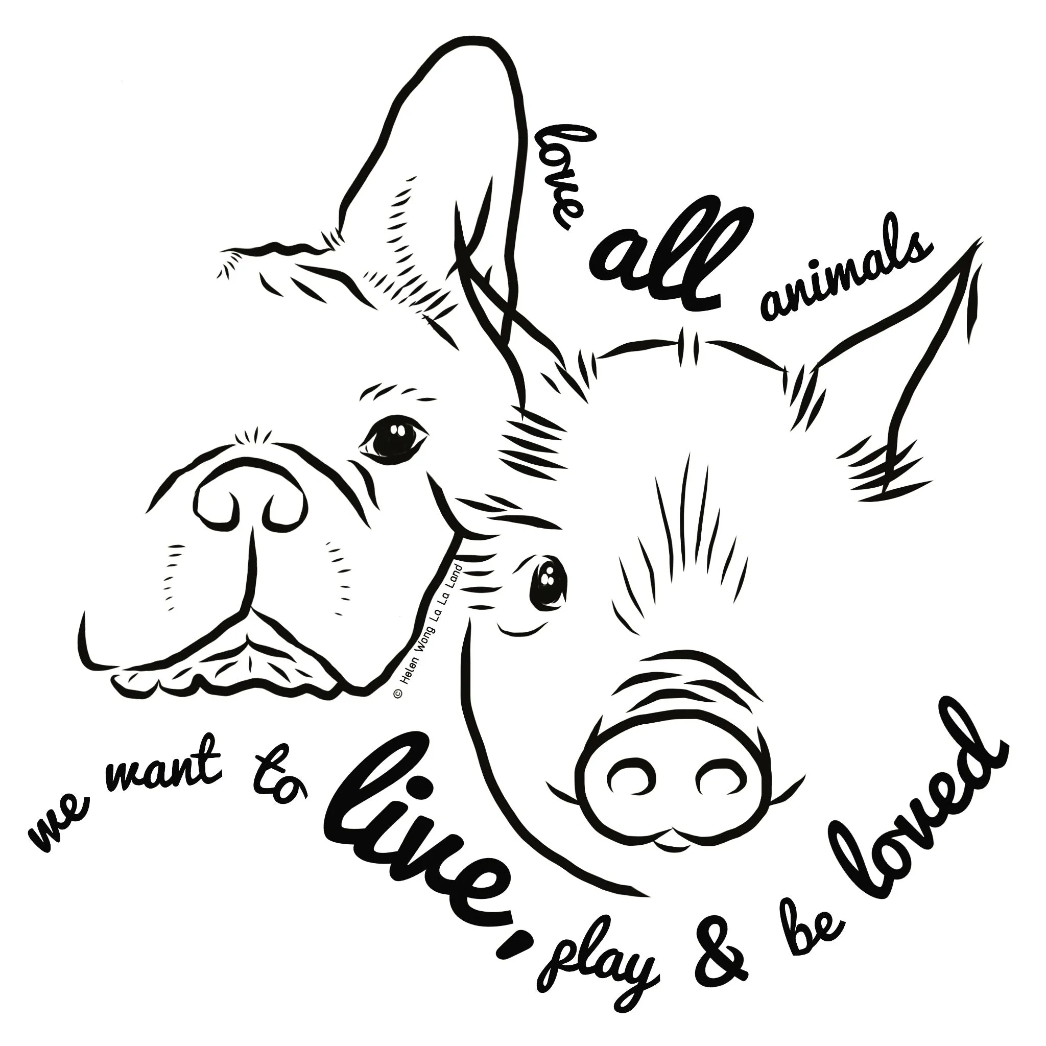 Puppy & Piglet tee in WHITE ORGANIC