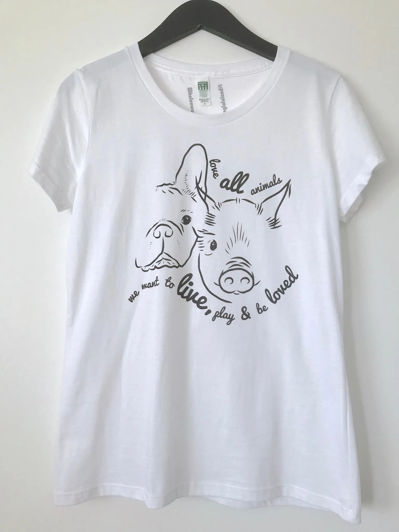 Puppy & Piglet tee in WHITE ORGANIC