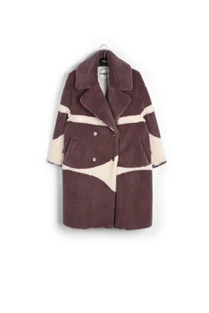 Purple and off-white teddy coat