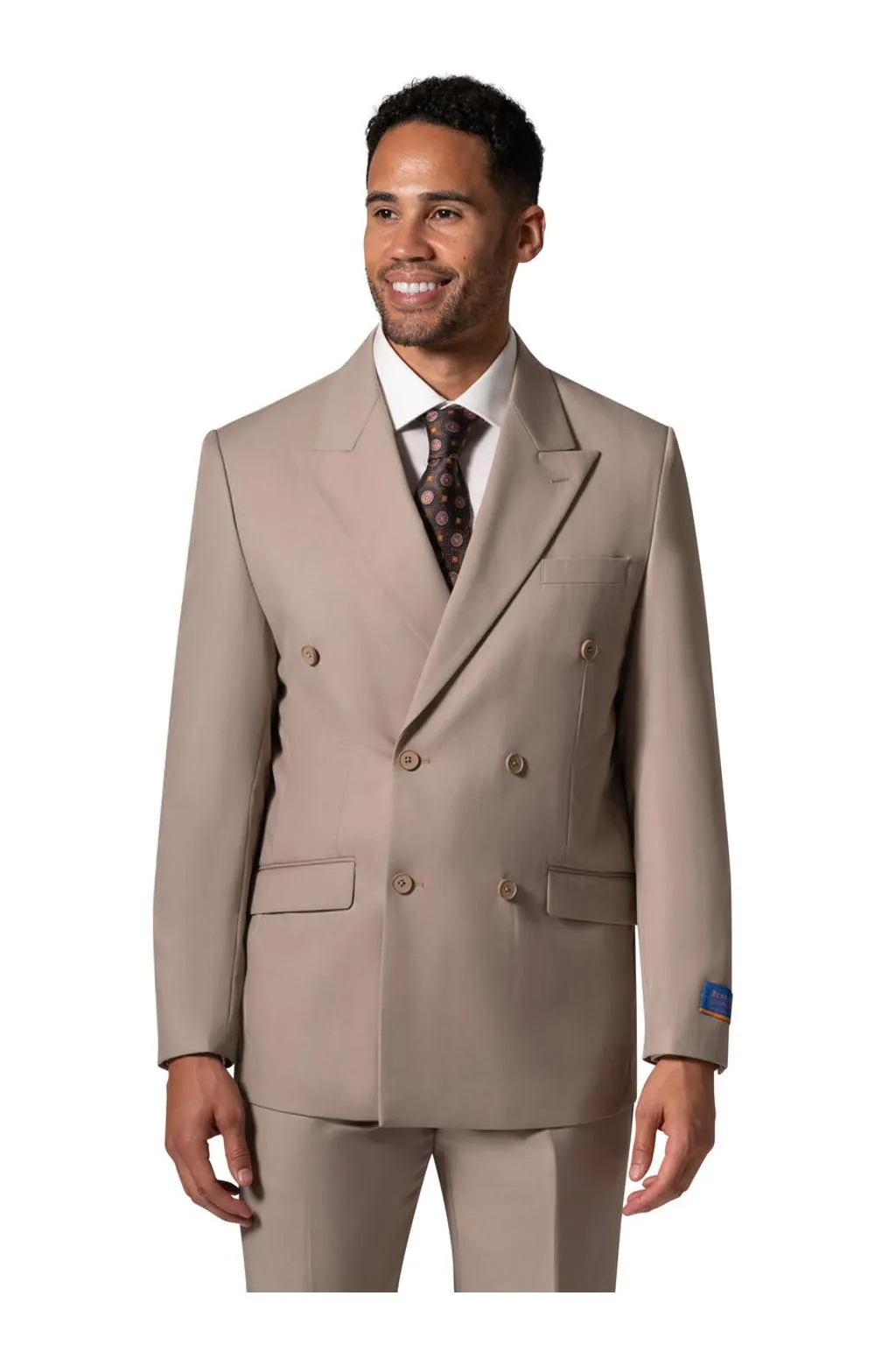 "Kingsley" Tan Double-Breasted Peak Suit (2-Piece Set)