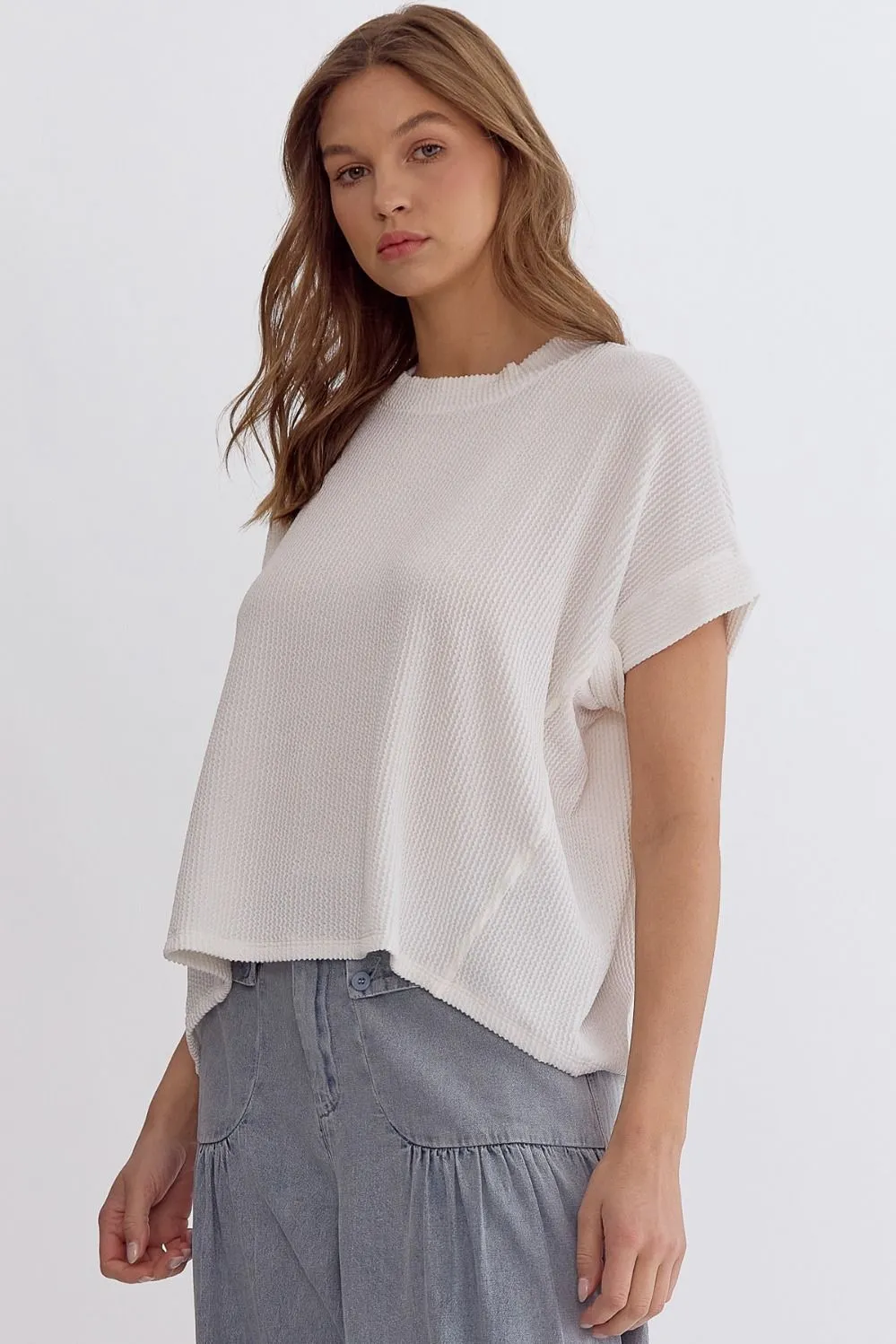 Ribbed Short Sleeve Top