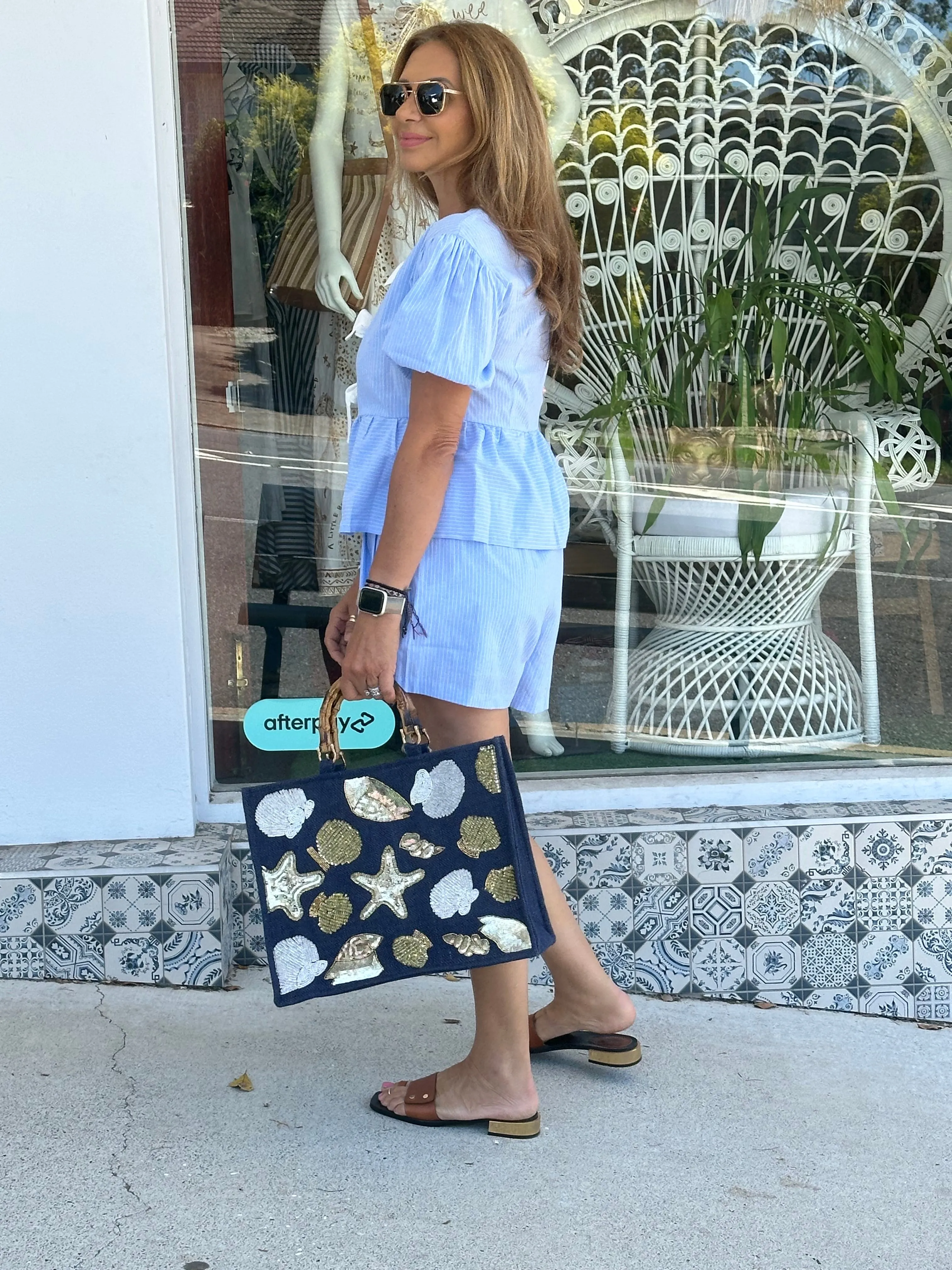 Riley Blue and White Stripe Top