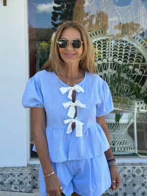 Riley Blue and White Stripe Top