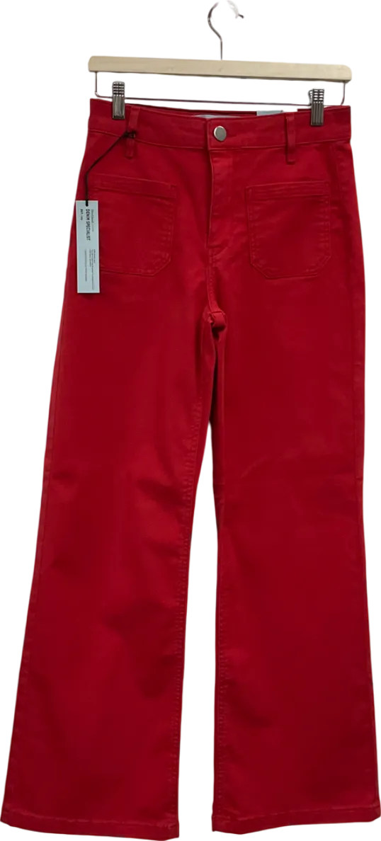 River Island Regular Length Red Pocket Front Wide Leg Jeans UK 8