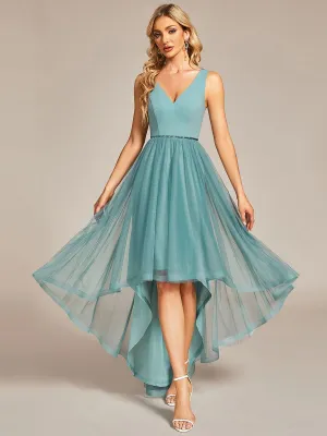 Robe de bal haute-basse sans manches en tulle(Vente finale)