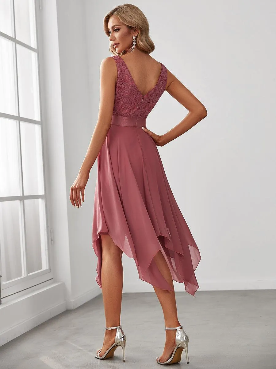 Robe de bal à jupe irrégulière en mousseline