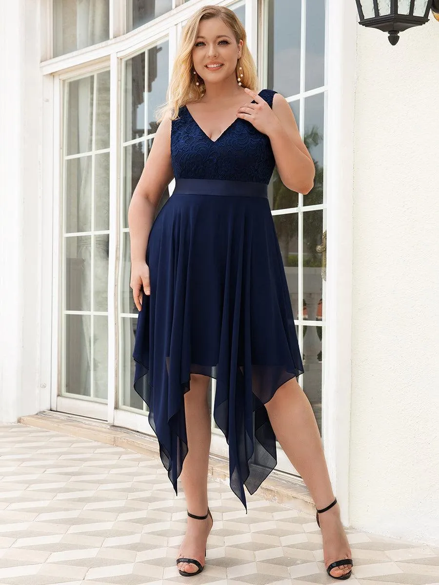Robe de bal à jupe irrégulière en mousseline