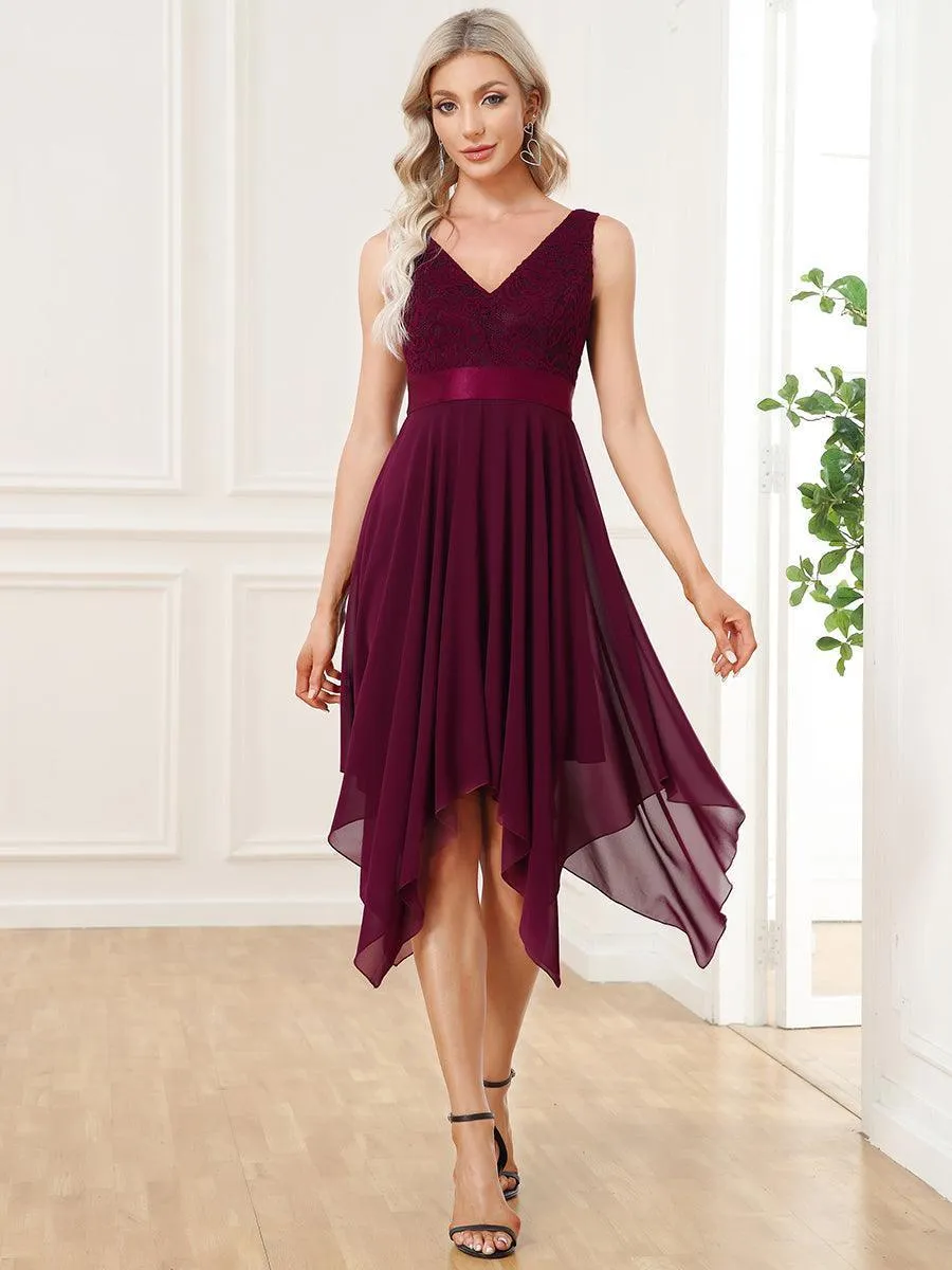 Robe de bal à jupe irrégulière en mousseline
