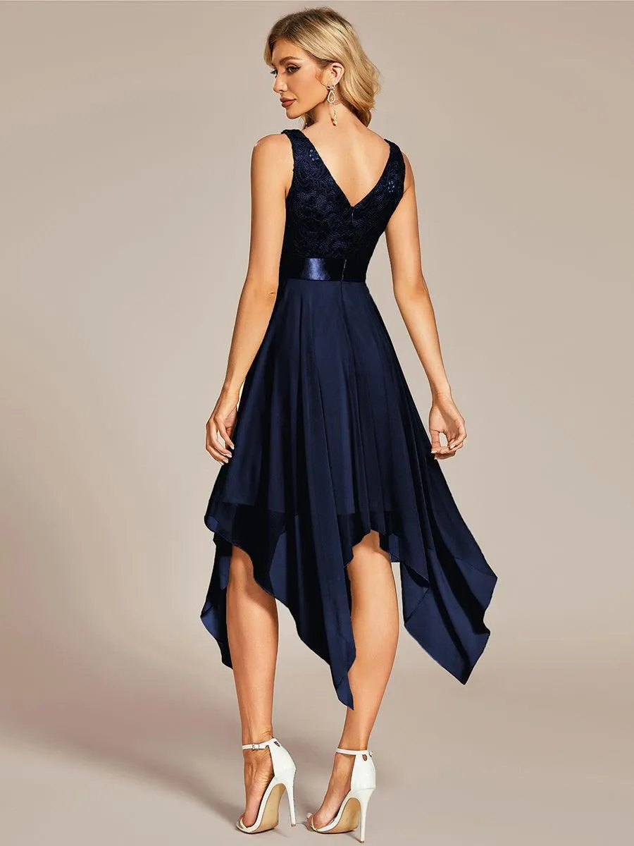 Robe de bal à jupe irrégulière en mousseline