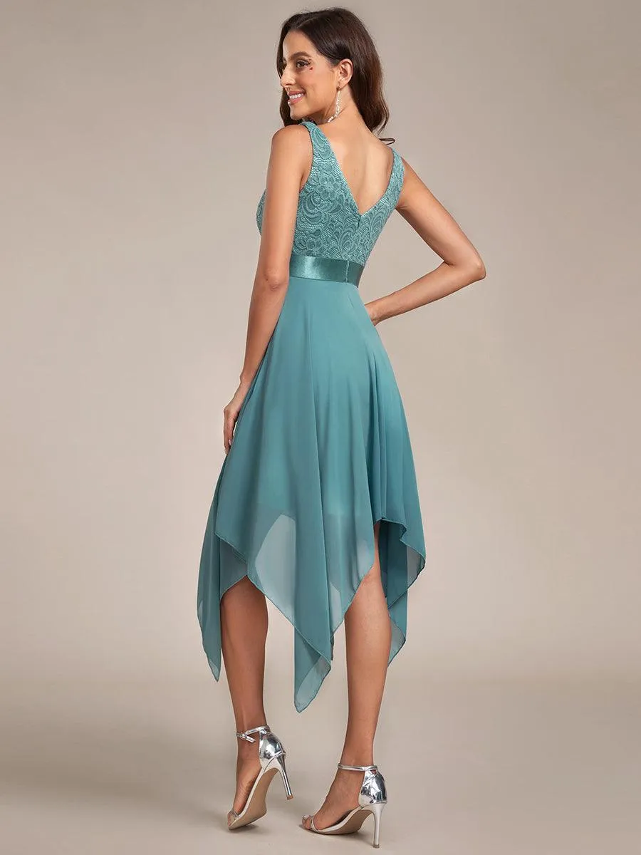 Robe de bal à jupe irrégulière en mousseline