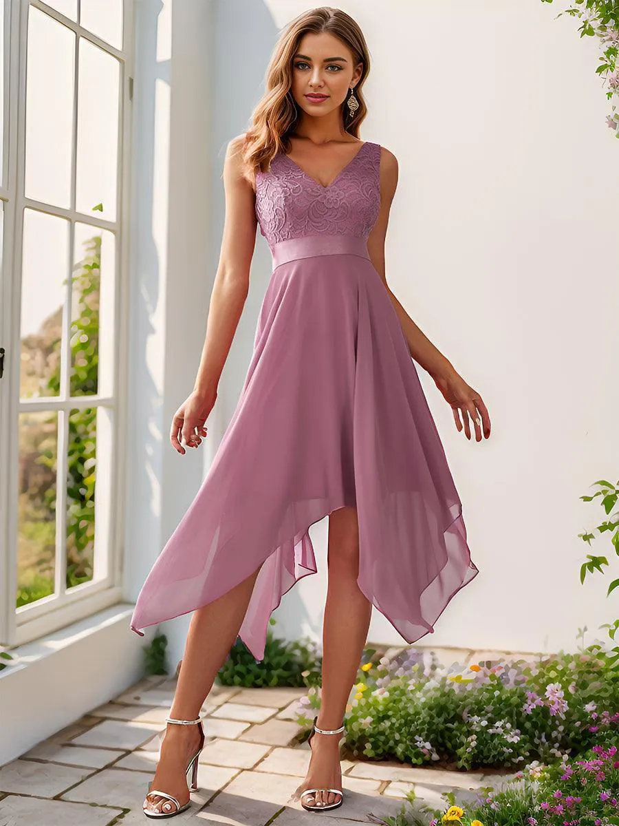 Robe de bal à jupe irrégulière en mousseline