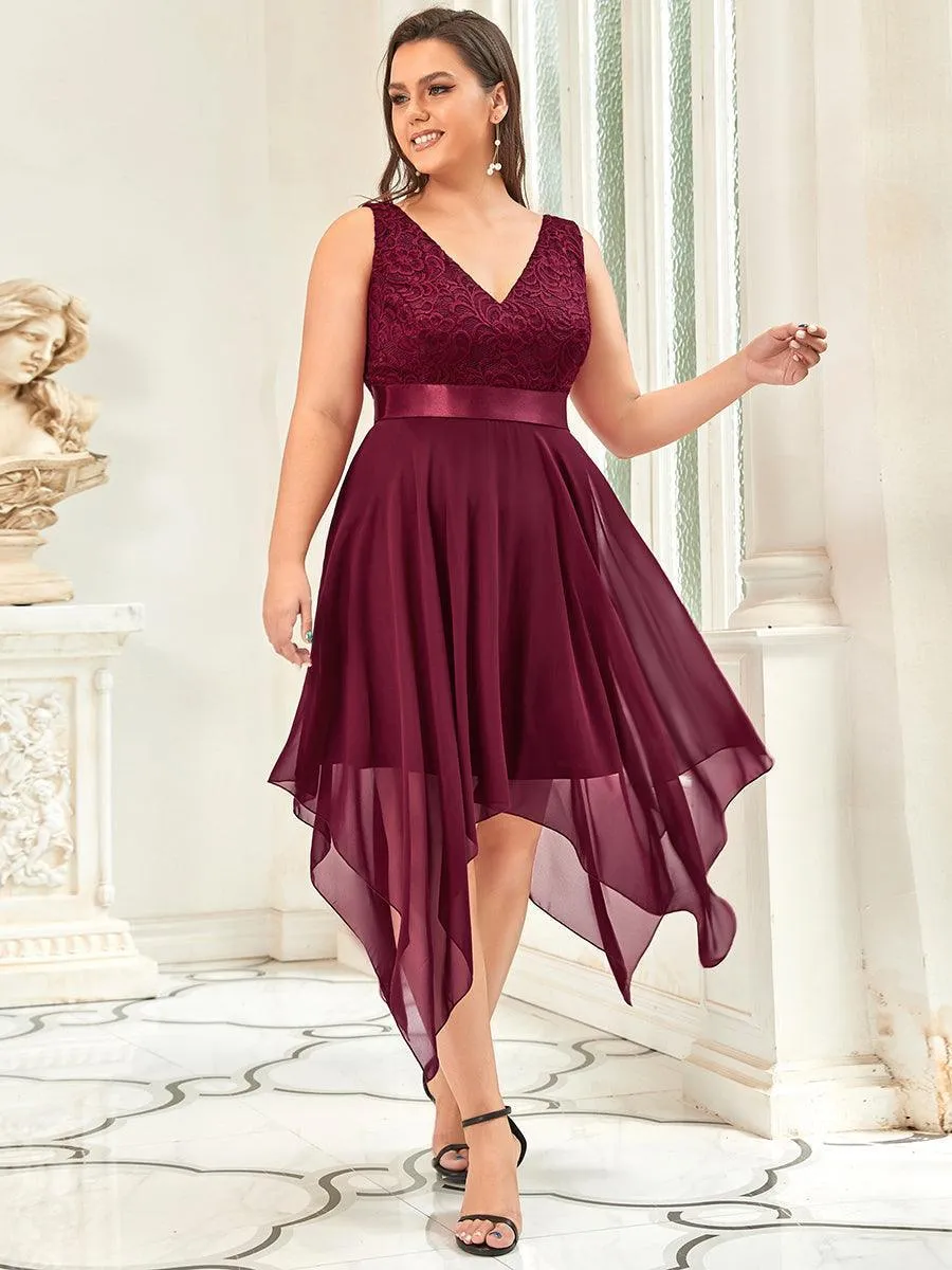 Robe de bal à jupe irrégulière en mousseline