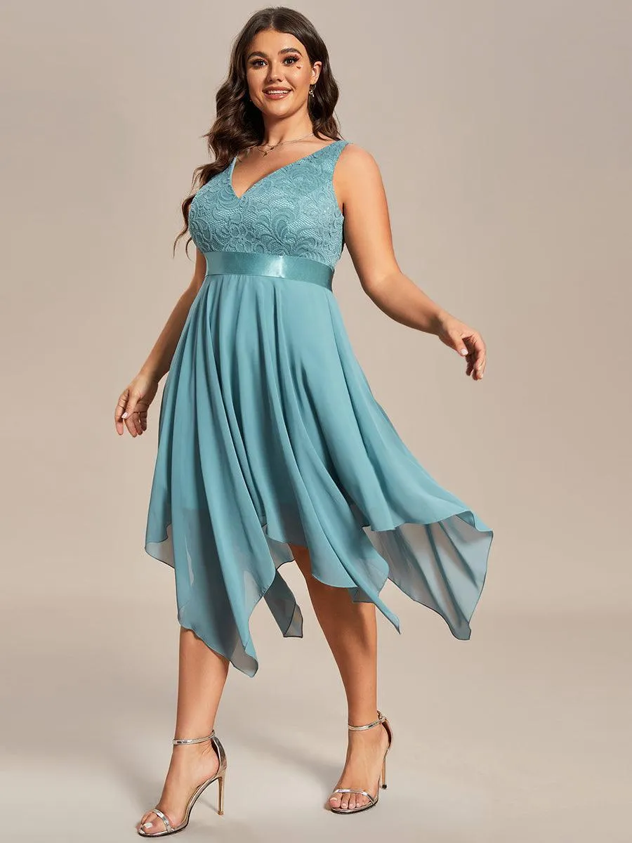 Robe de bal à jupe irrégulière en mousseline