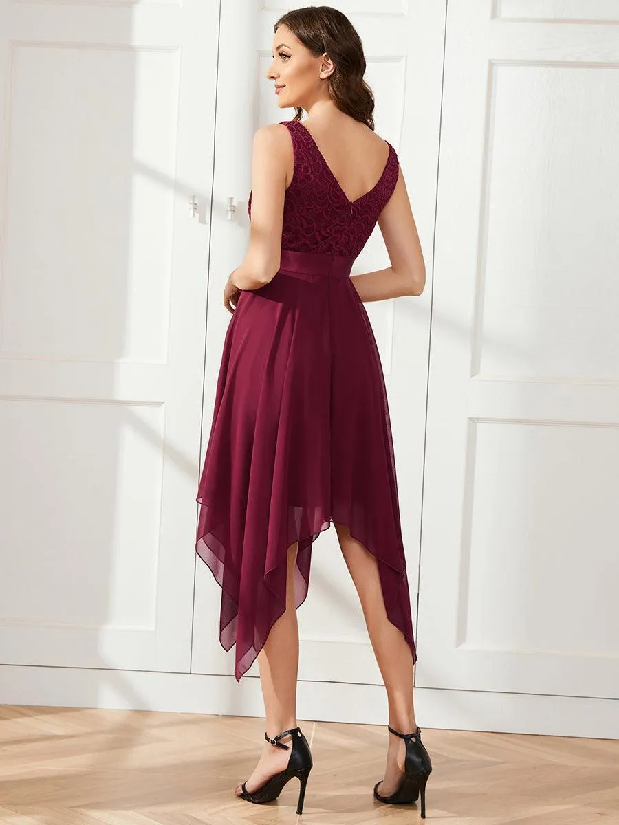 Robe de bal à jupe irrégulière en mousseline