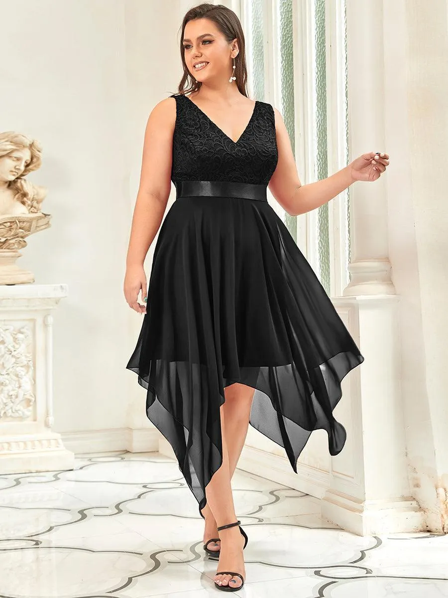 Robe de bal à jupe irrégulière en mousseline