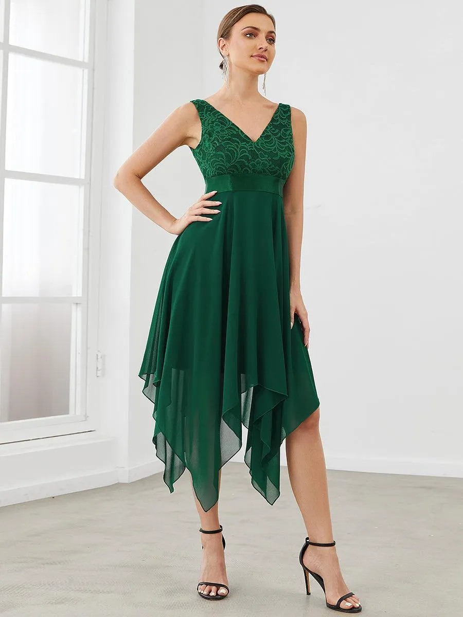 Robe de bal à jupe irrégulière en mousseline