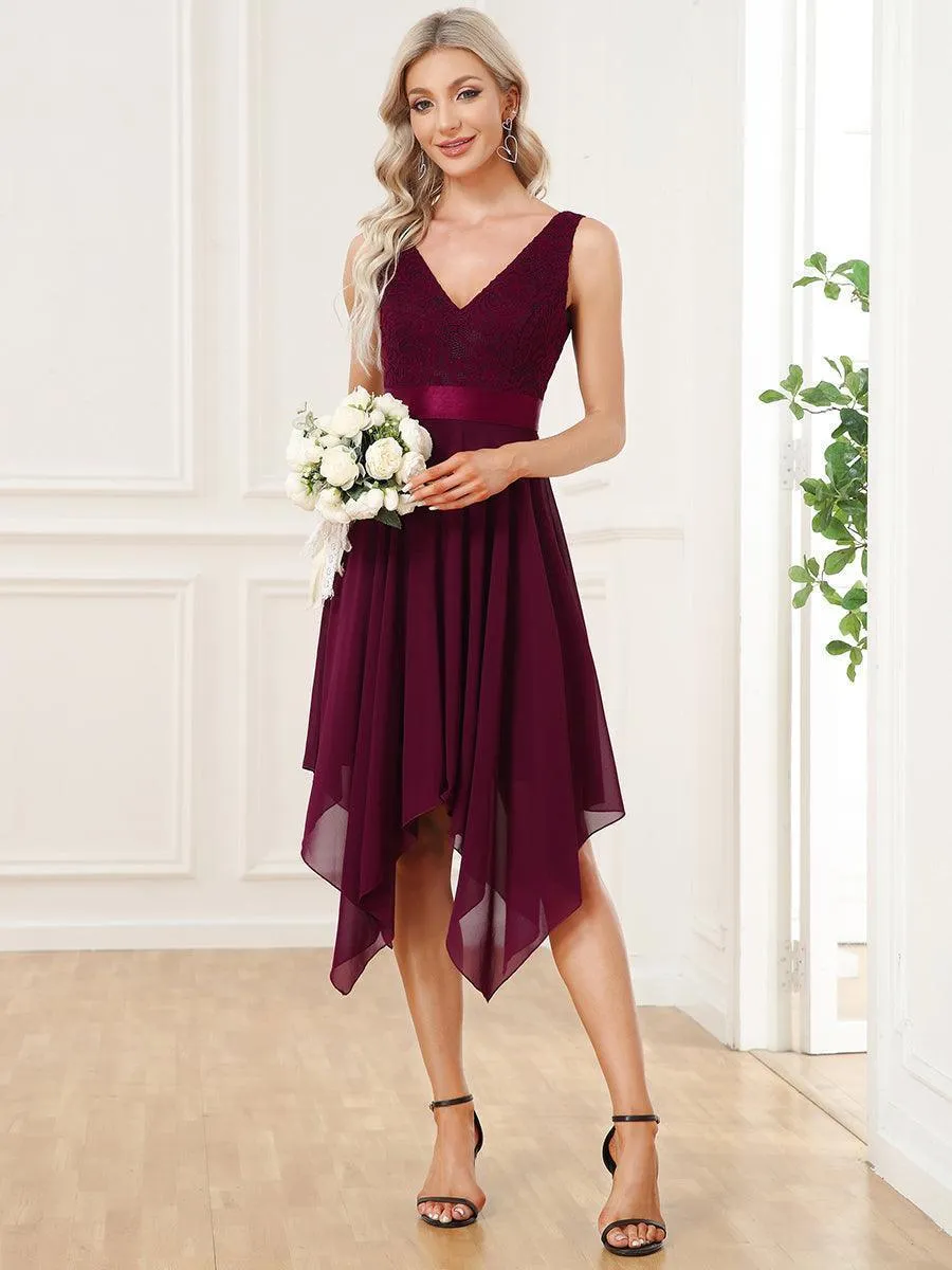 Robe de bal à jupe irrégulière en mousseline