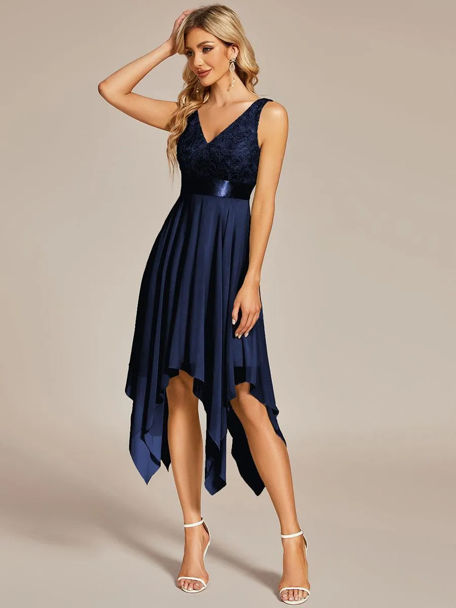 Robe de bal à jupe irrégulière en mousseline