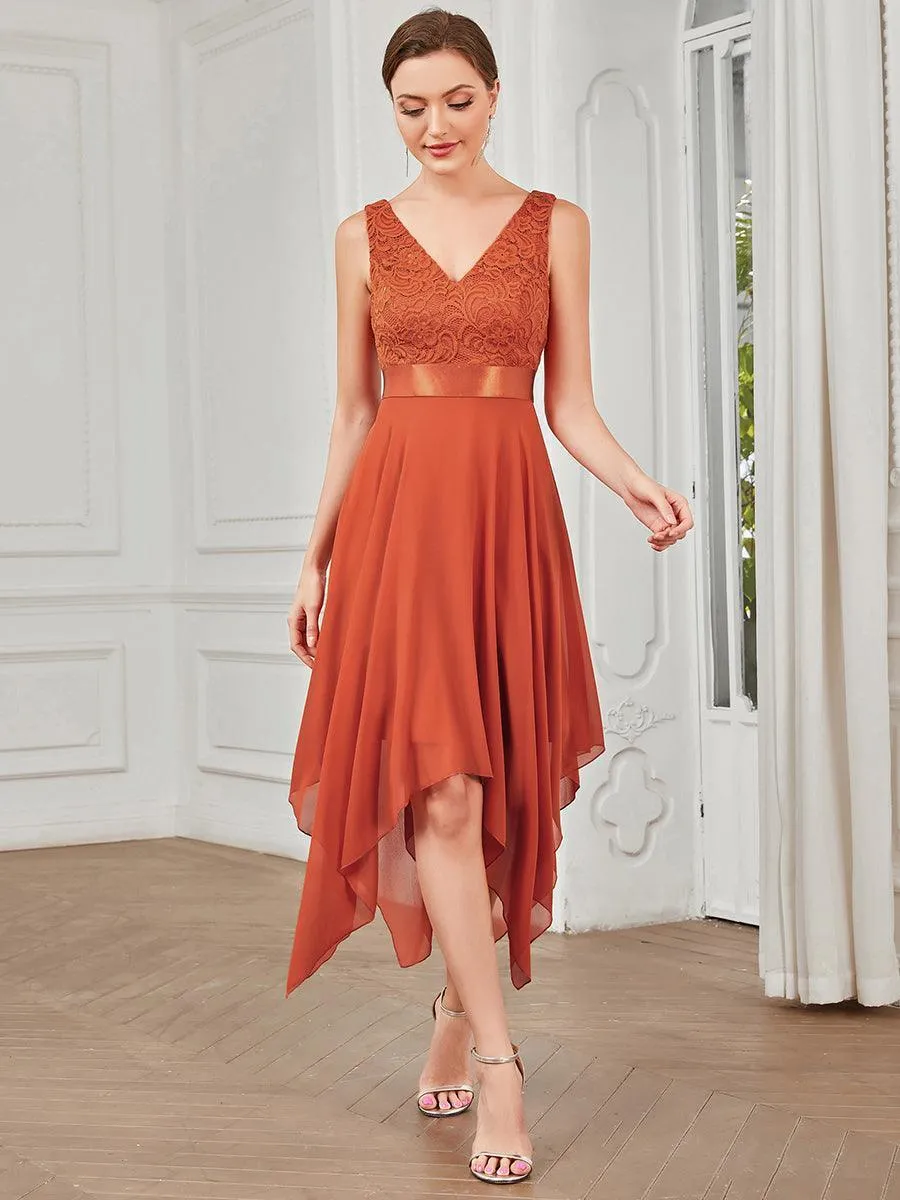 Robe de bal à jupe irrégulière en mousseline
