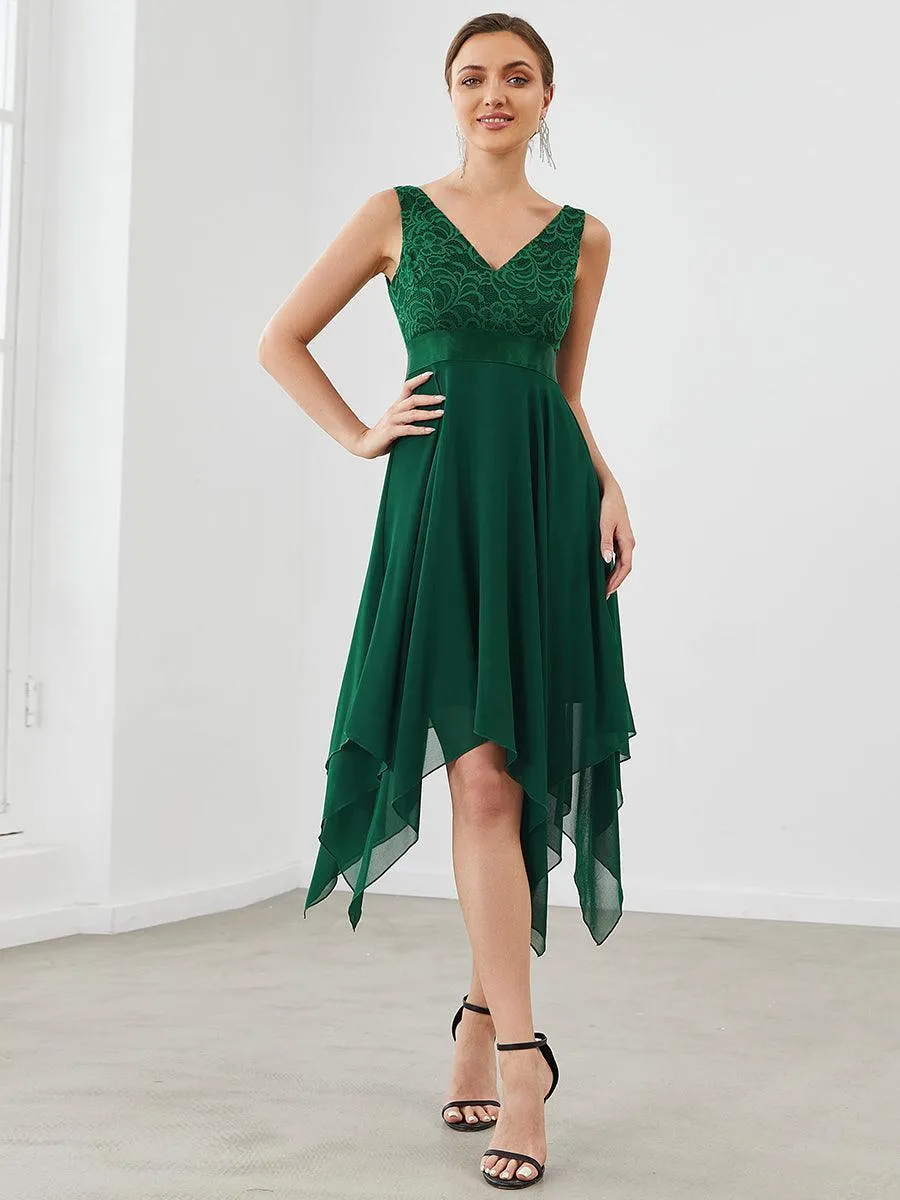 Robe de bal à jupe irrégulière en mousseline