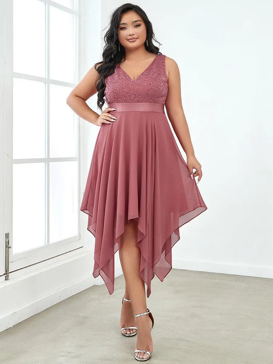 Robe de bal à jupe irrégulière en mousseline