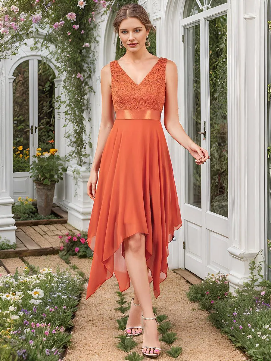 Robe de bal à jupe irrégulière en mousseline