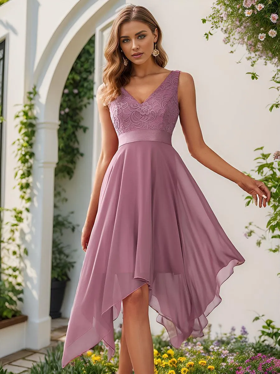 Robe de bal à jupe irrégulière en mousseline