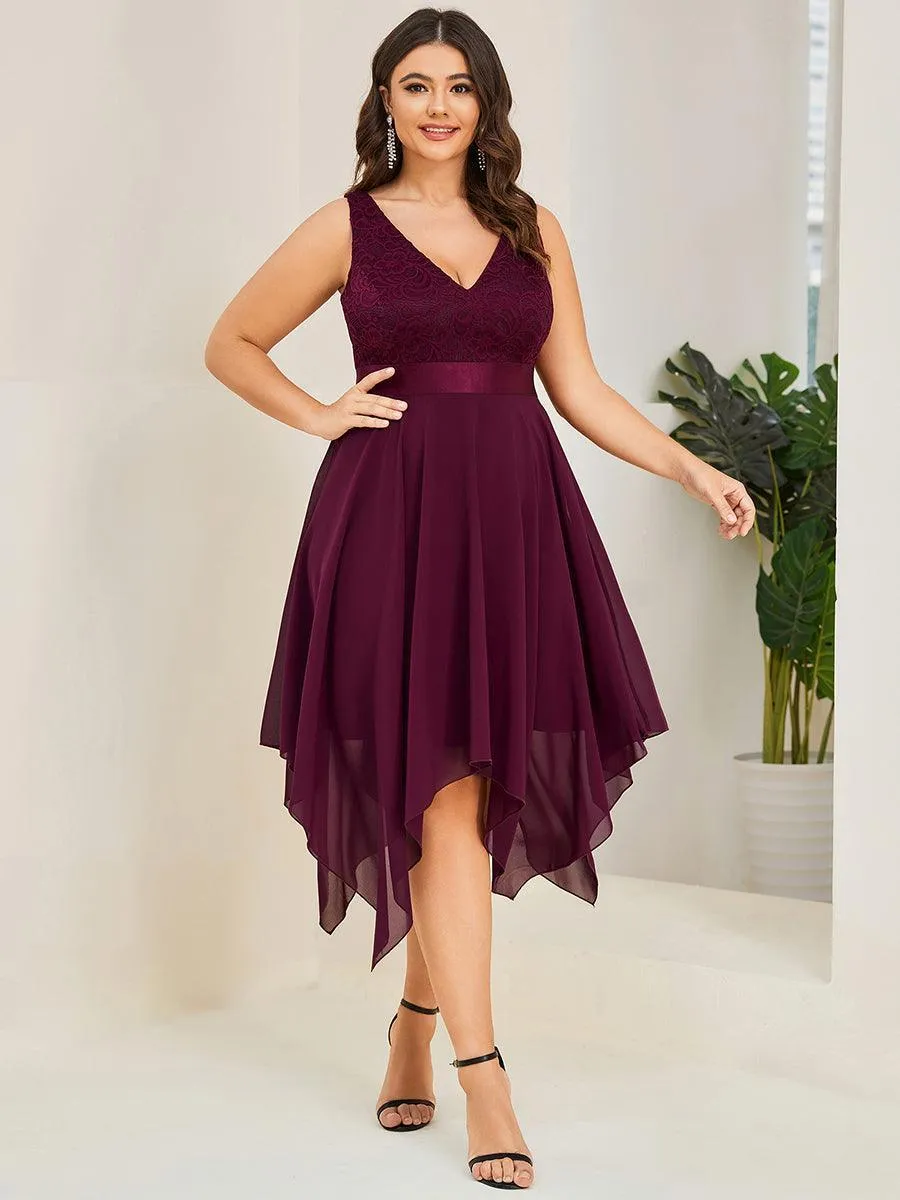 Robe de bal à jupe irrégulière en mousseline