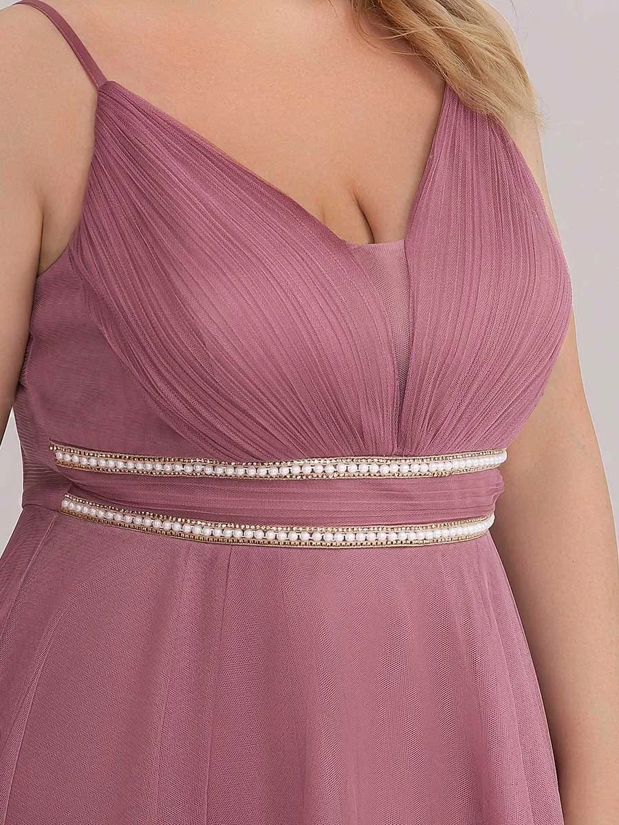 Robe de bal élégante Grande taille en tulle avec ceinture perlée(Vente finale)