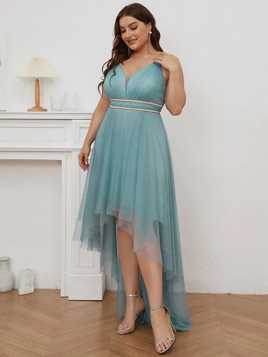 Robe de bal élégante Grande taille en tulle avec ceinture perlée(Vente finale)