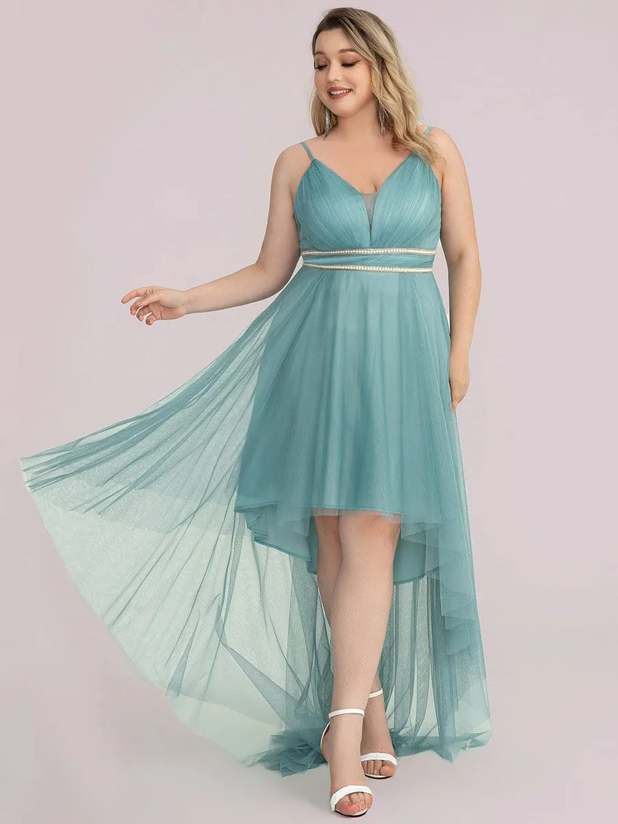 Robe de bal élégante Grande taille en tulle avec ceinture perlée(Vente finale)
