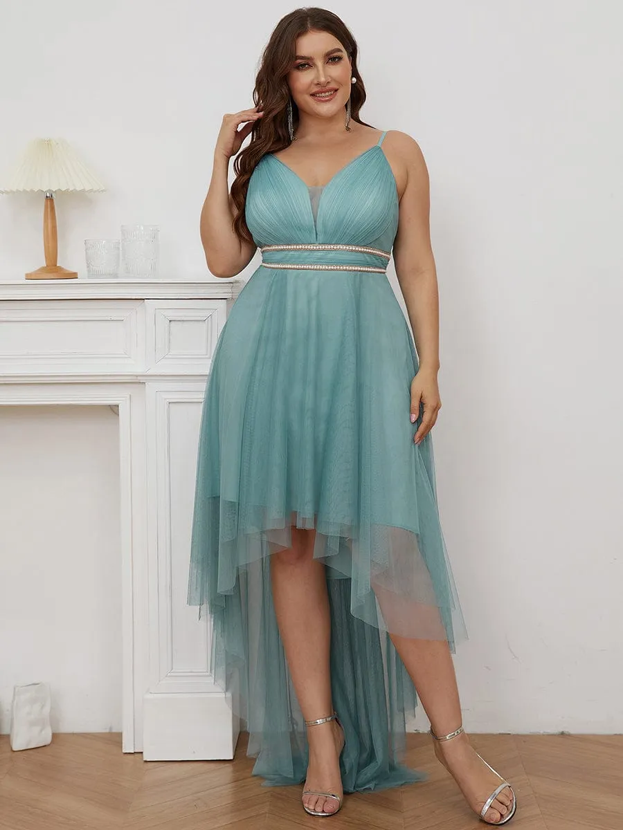 Robe de bal élégante Grande taille en tulle avec ceinture perlée(Vente finale)