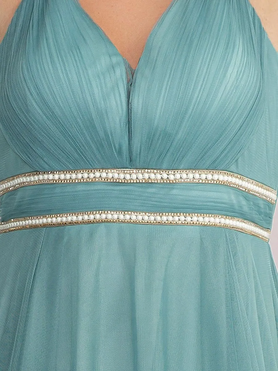 Robe de bal élégante Grande taille en tulle avec ceinture perlée(Vente finale)