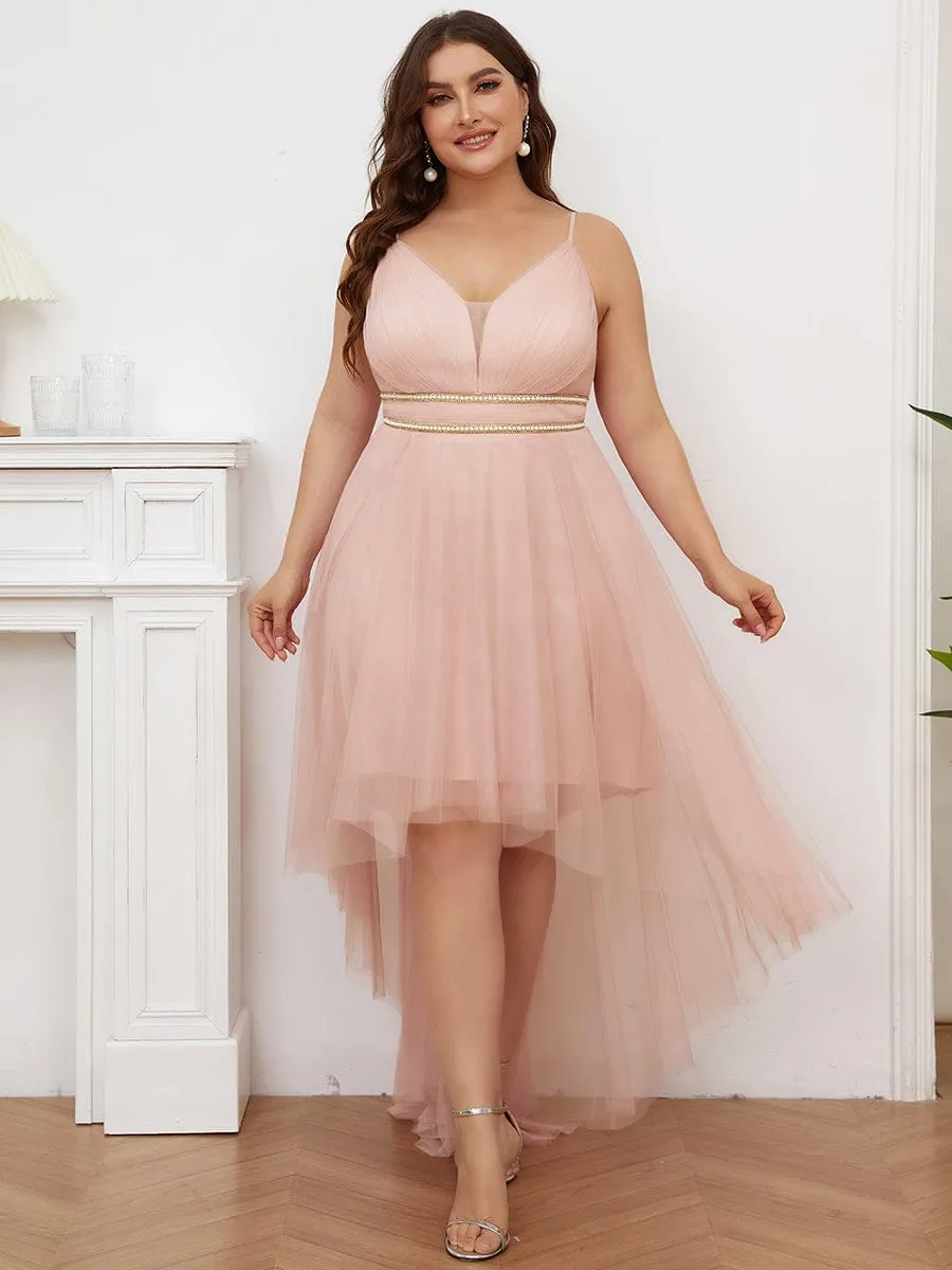 Robe de bal élégante Grande taille en tulle avec ceinture perlée(Vente finale)