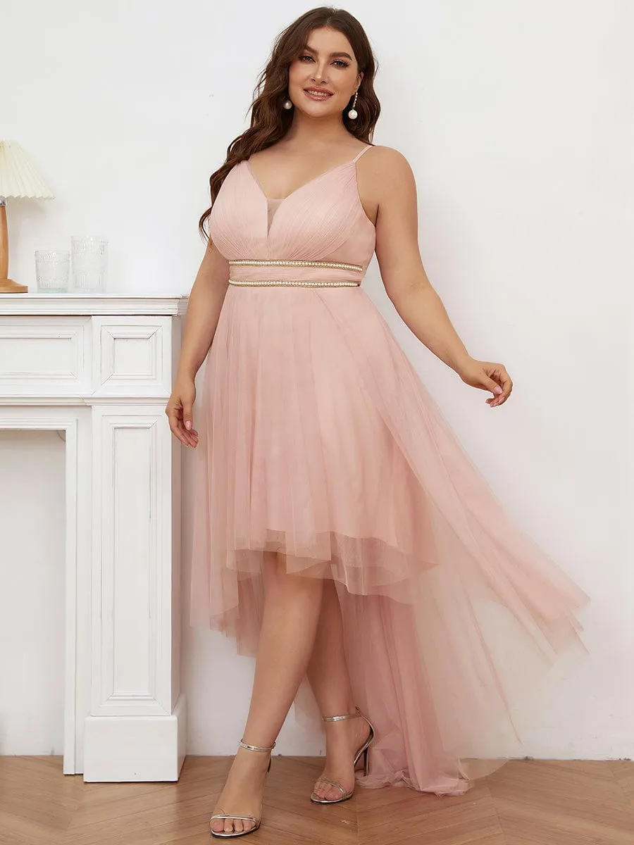 Robe de bal élégante Grande taille en tulle avec ceinture perlée(Vente finale)