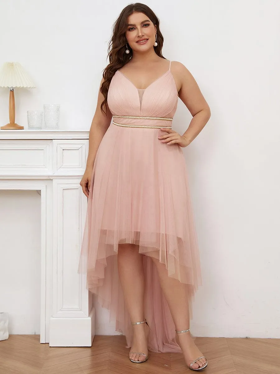 Robe de bal élégante Grande taille en tulle avec ceinture perlée(Vente finale)