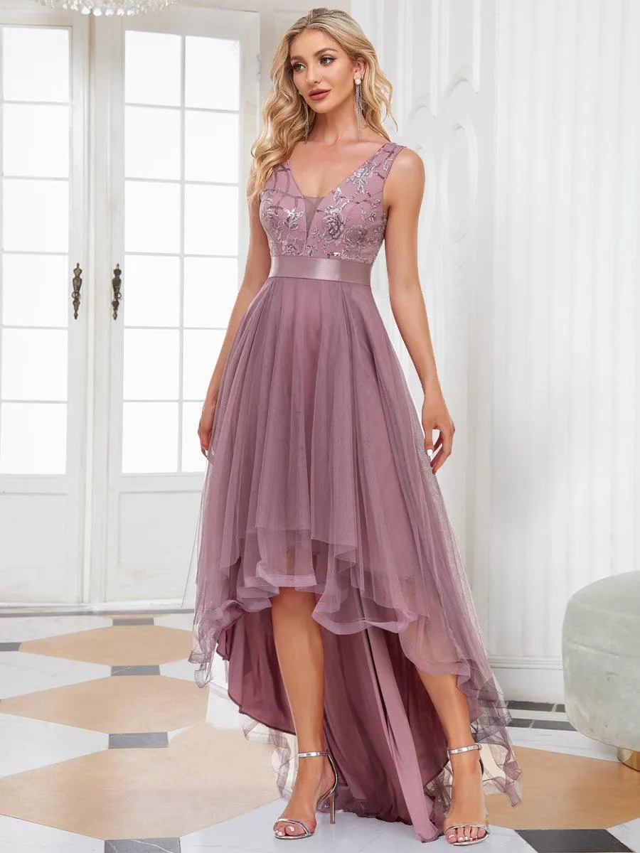 Robes de bal en Tulle à Paillettes High Low Asymétrique