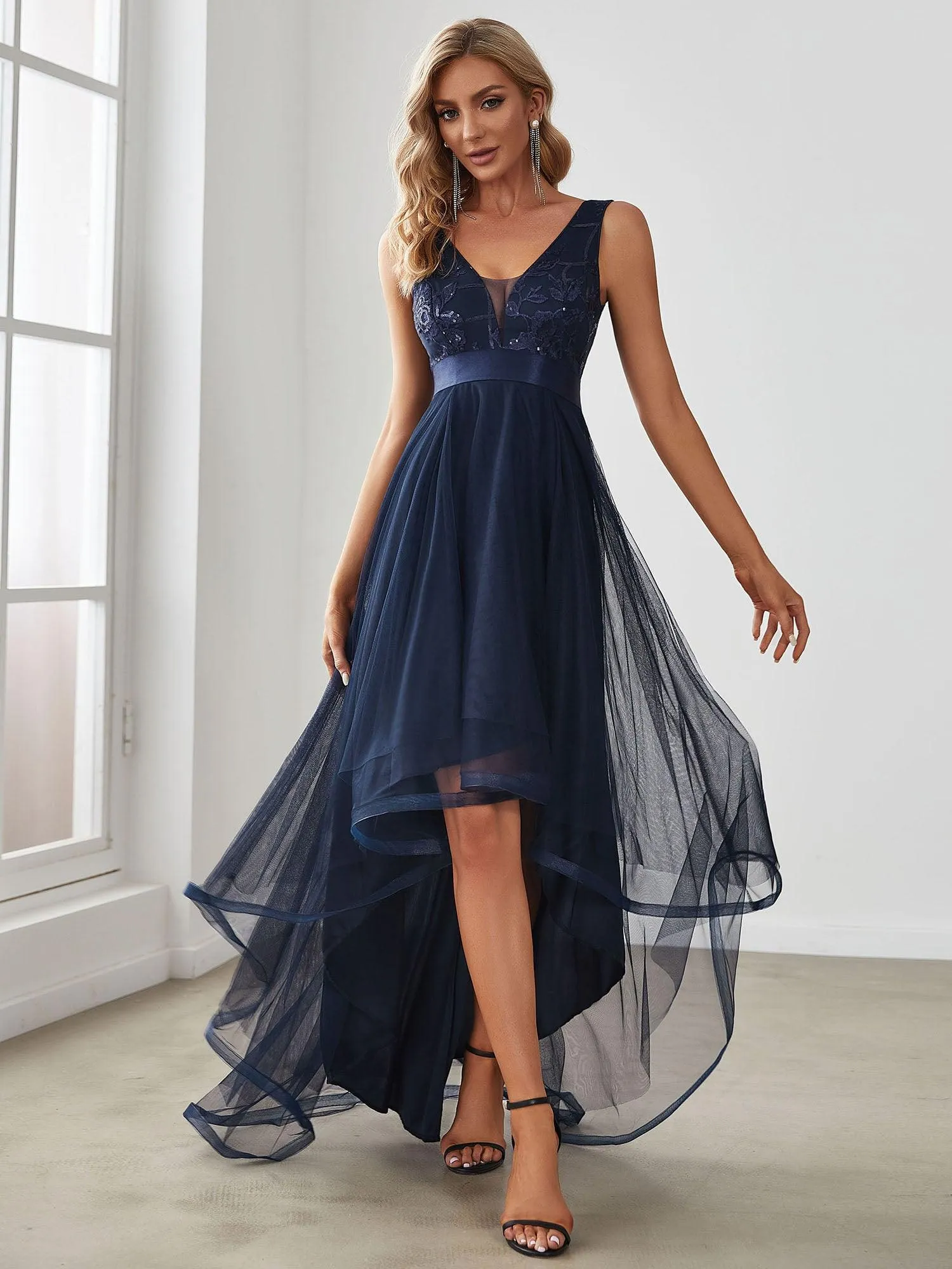 Robes de bal en Tulle à Paillettes High Low Asymétrique