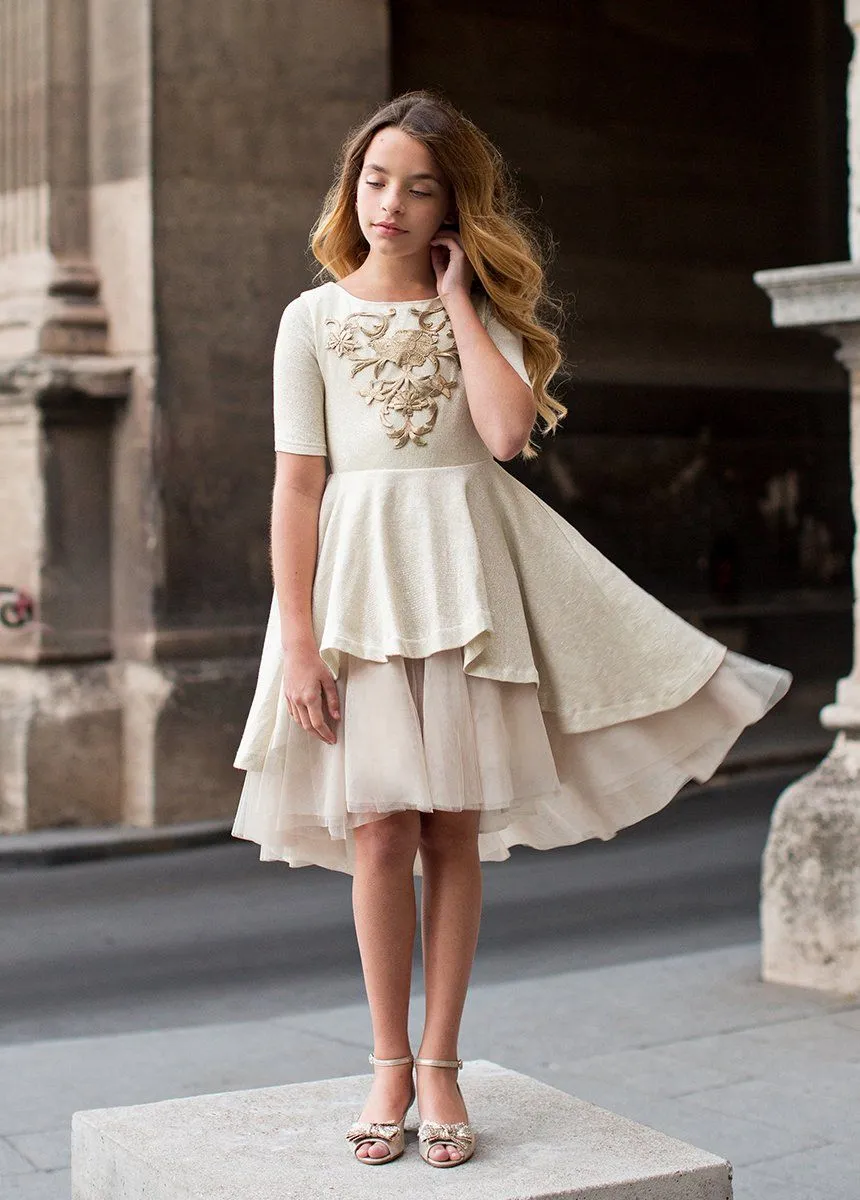 Roselyn Petticoat Dress in Gold