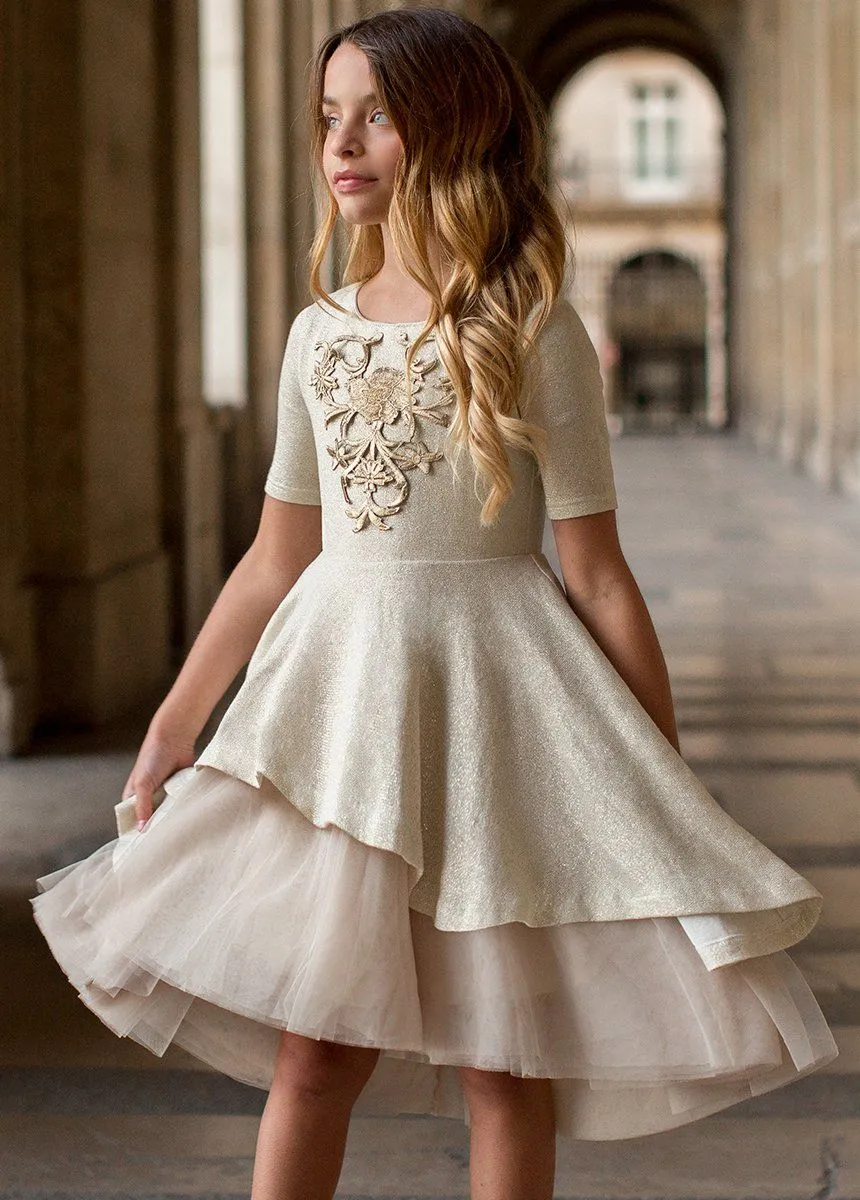 Roselyn Petticoat Dress in Gold
