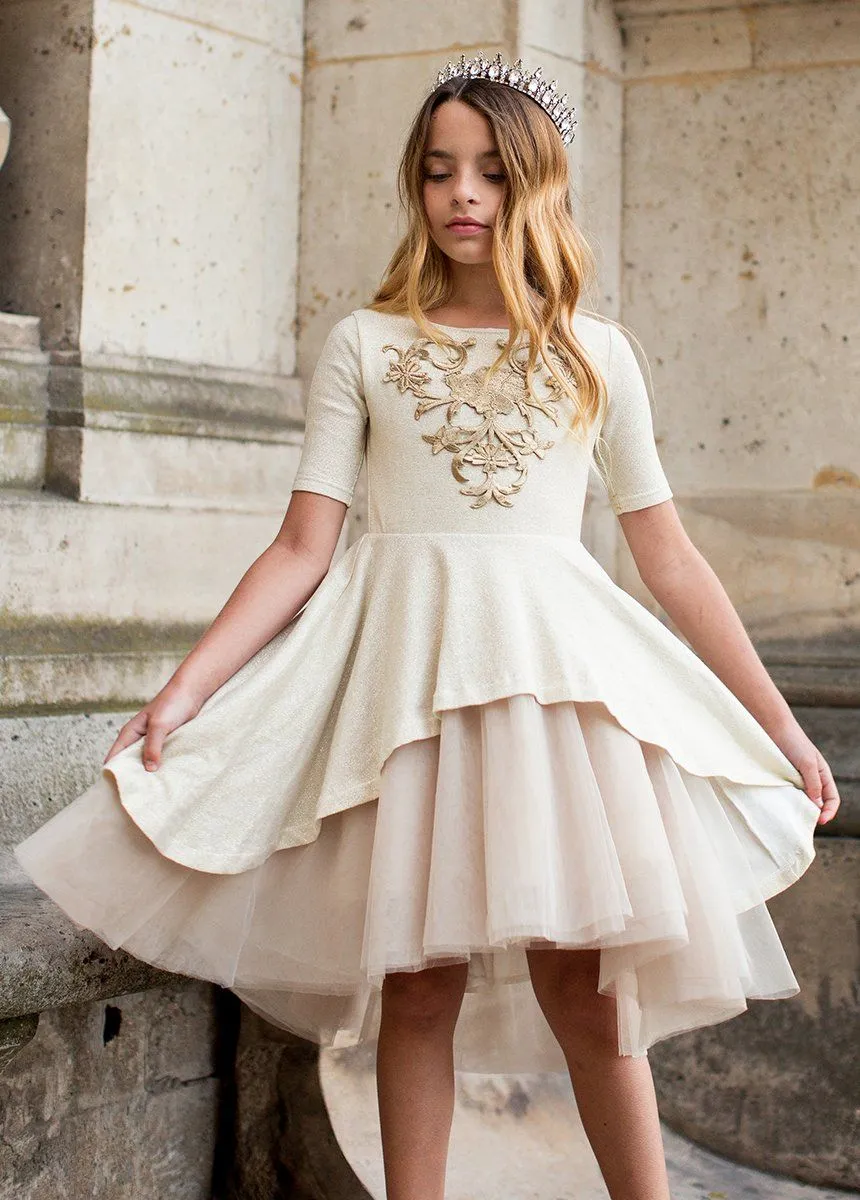 Roselyn Petticoat Dress in Gold