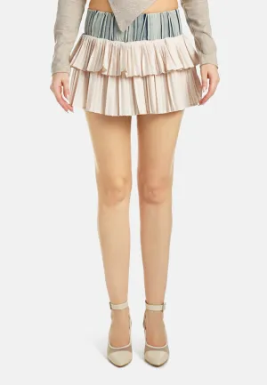 Ruffle Two-Tone Mini Skirt By RAG