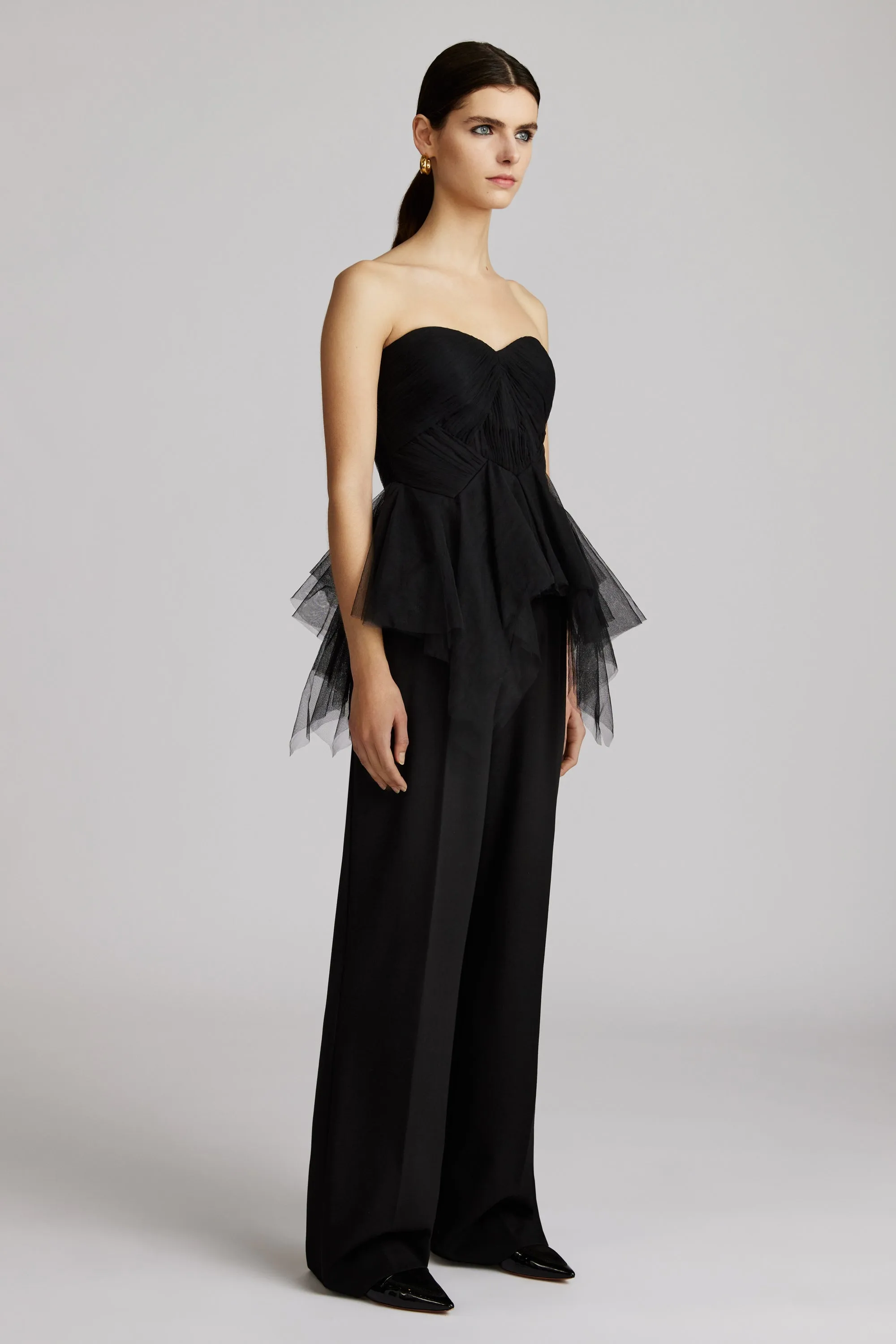 RUFFLED BUSTIER TOP