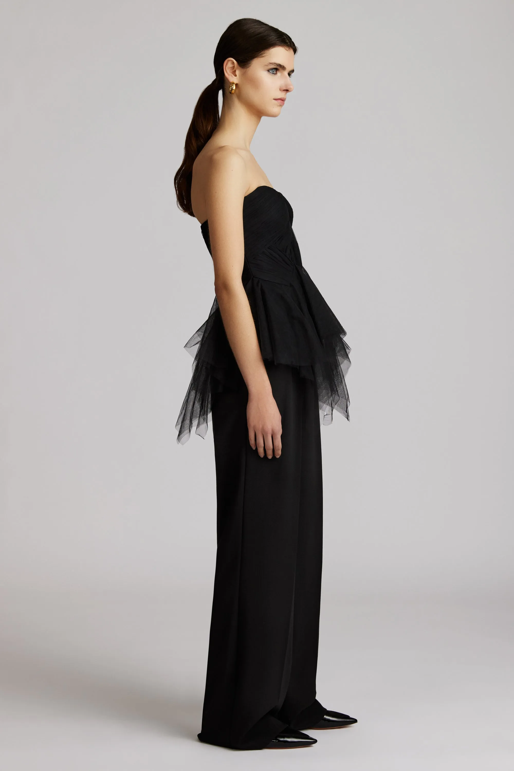 RUFFLED BUSTIER TOP