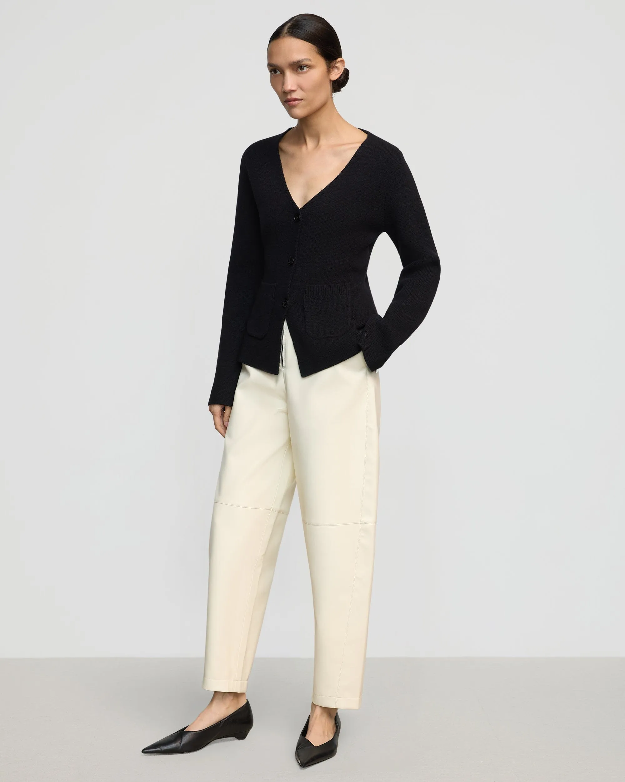 Rupa Vegan Leather Barrel-Leg Pant
